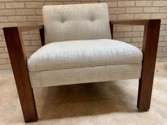 The Gunlocke Company Style Wood Frame Lounge Chair Newly Upholstered in Tweed