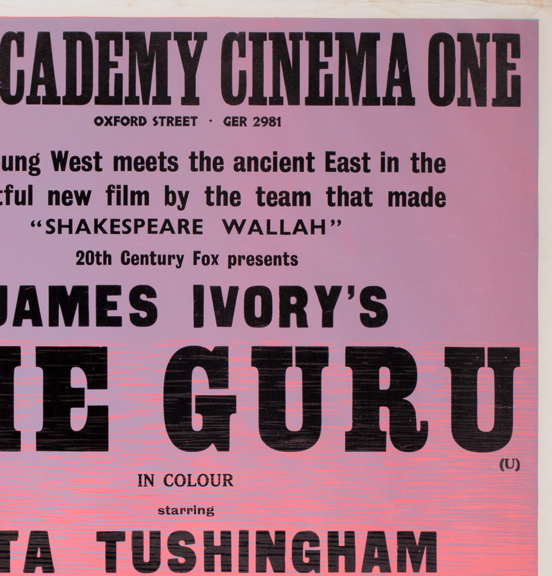 The Guru 1969 Academy Cinema UK Quad Film Poster, Strausfeld In Good Condition In Bath, Somerset