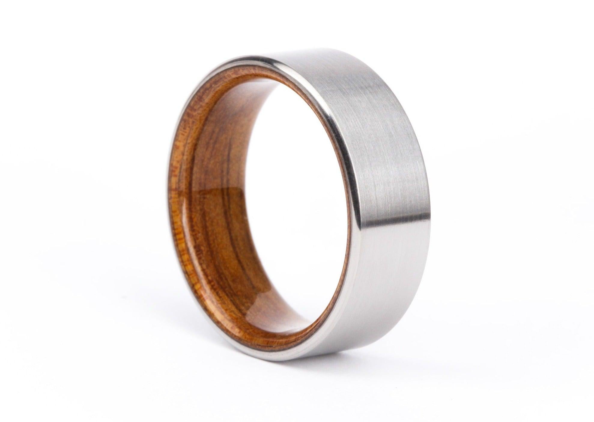For Sale:  Guthrie: Flat Titanium with Bentwood Interior Comfort Fit Wedding Band 4