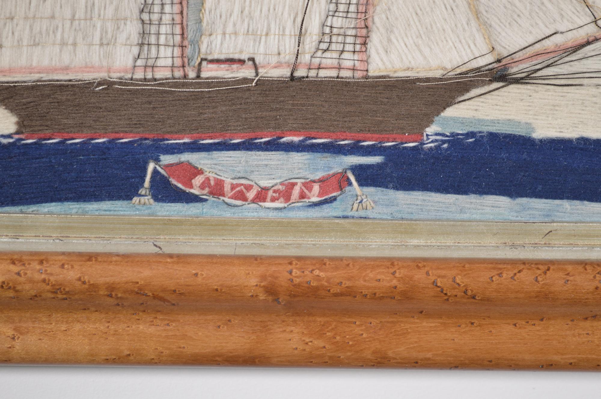Folk Art Gwen, a Named British Sailor's Woolwork For Sale