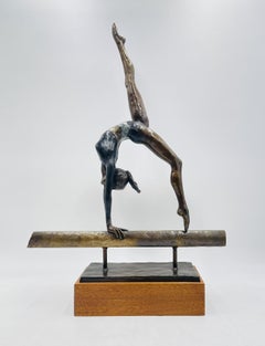 -The Gymnast- Bronze Sculpture by Rebecca J. Grob, (20th Century American) Signe