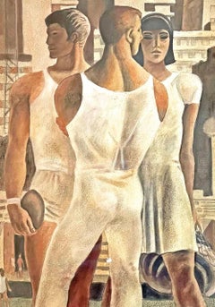 "The Gymnasts, " Important Mid-Century Painting of Soviet Athletes by Talberg