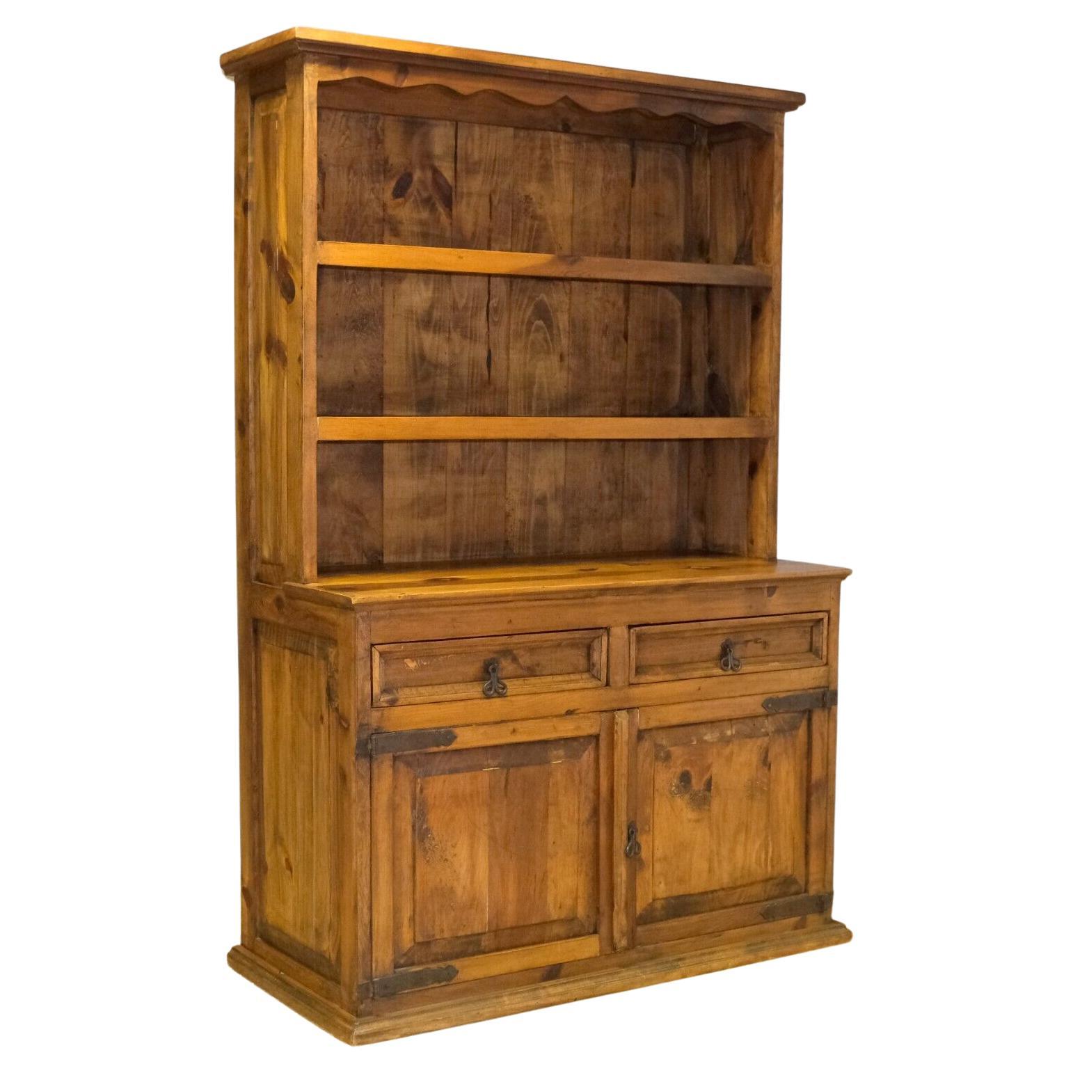 THE HACIENDA COLLECTION RUSTIC PINE DRESSER WITH PAIR DRAWERS & SHELVEs For Sale