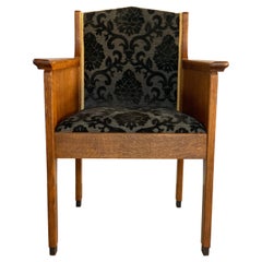 The Hague School Art Deco Oak Armchair, Hendrik Wouda, circa 1925