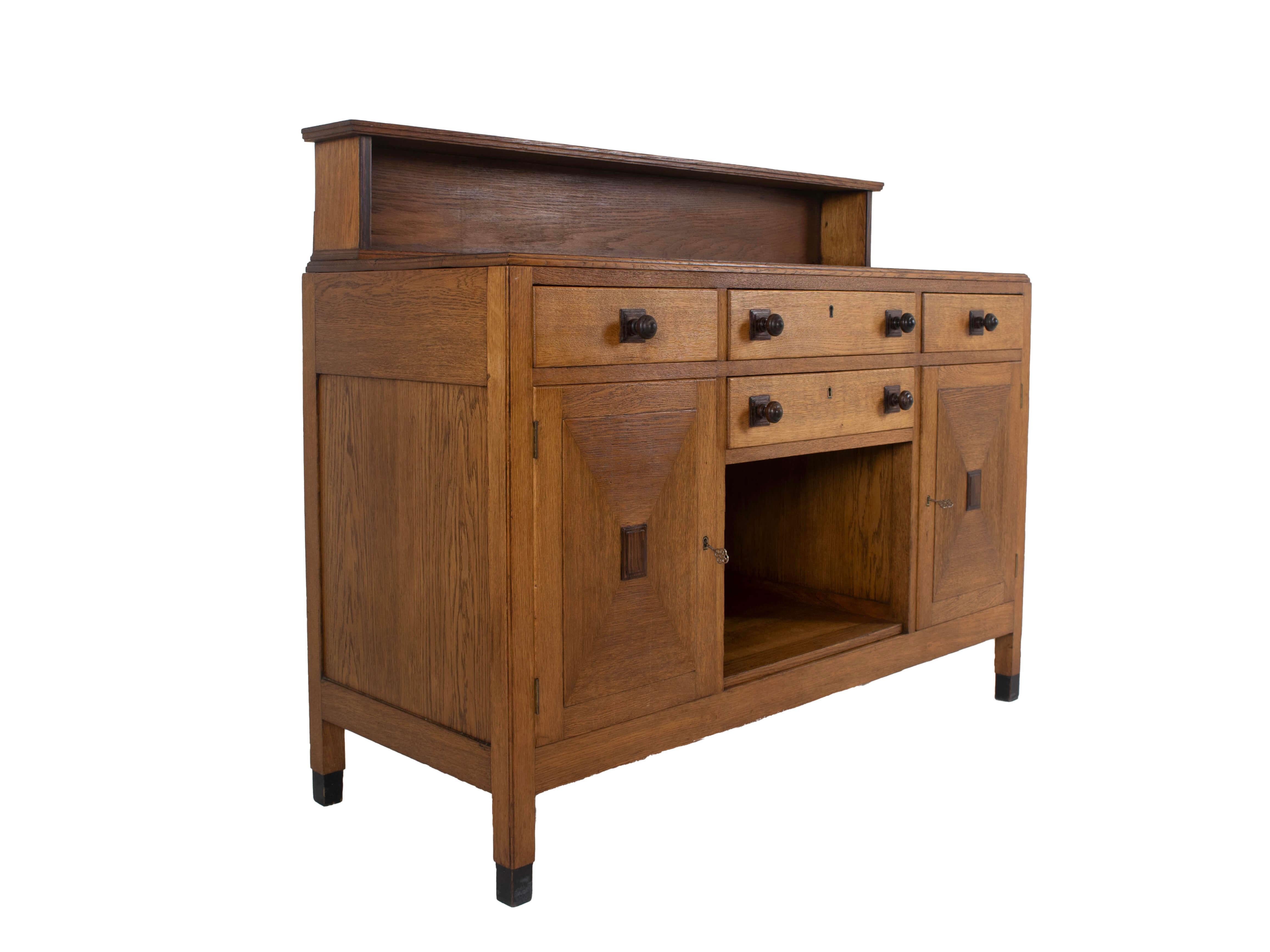 Art Deco Hague School Buffet / Cabinet in Oak, the Netherlands, 1920s