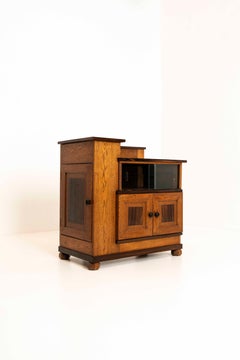 The Hague School Tea Cabinet attr. to P.E.L. Izeren for 'Genneper Molen', 1920s