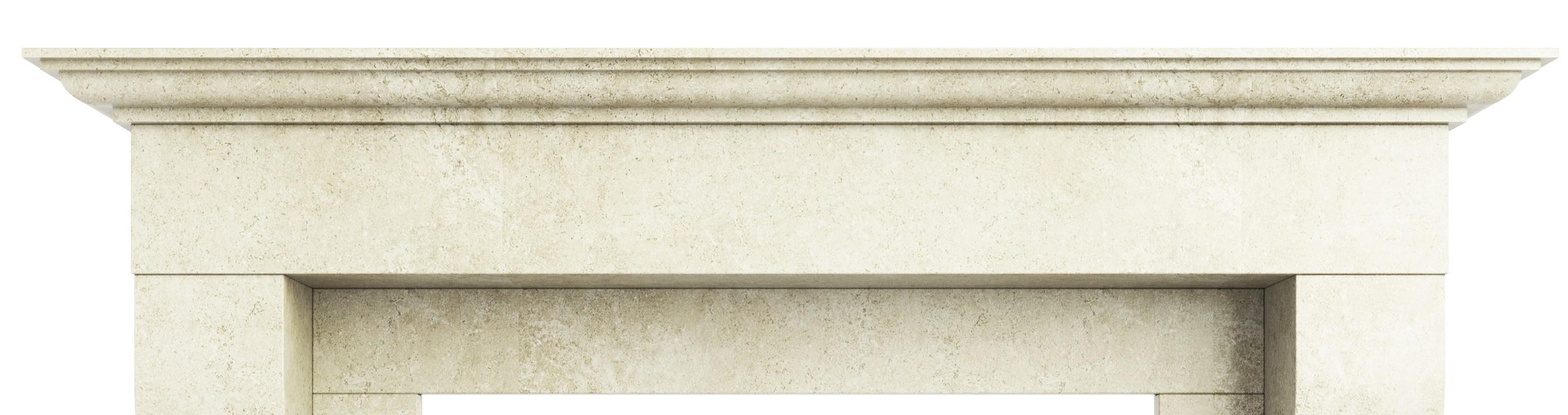 American The Hamilton: A Simple Carved Limestone Fireplace in the French Provincial Style For Sale