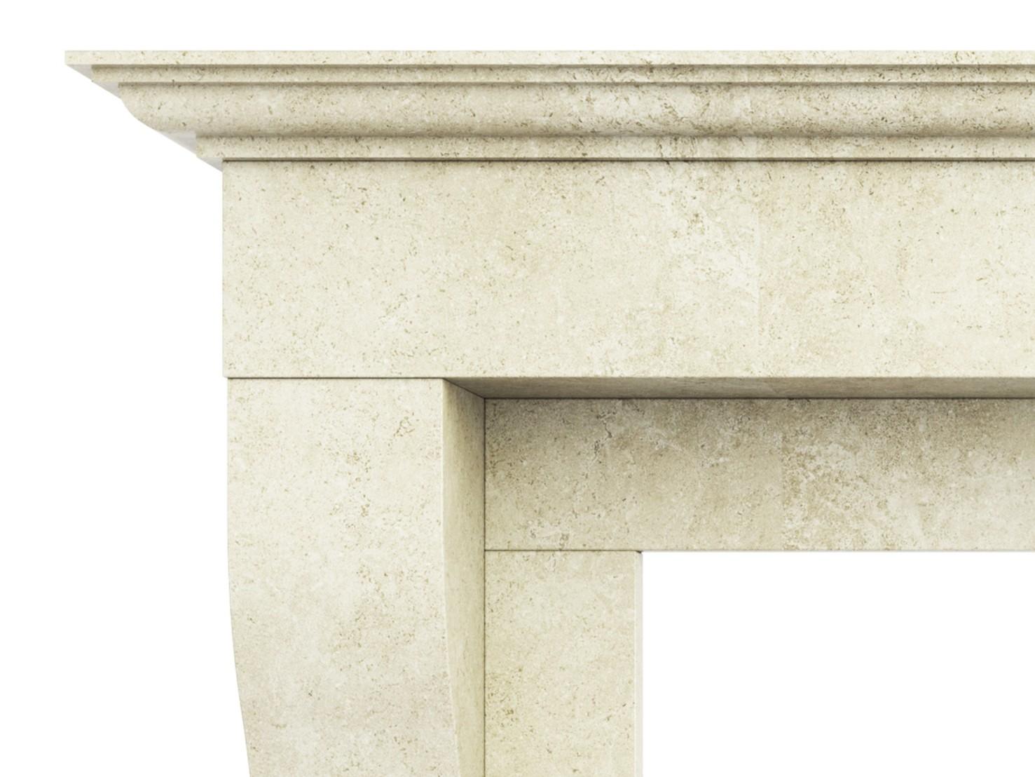 The Hamilton: A Simple Carved Limestone Fireplace in the French Provincial Style In New Condition For Sale In Chicago, IL