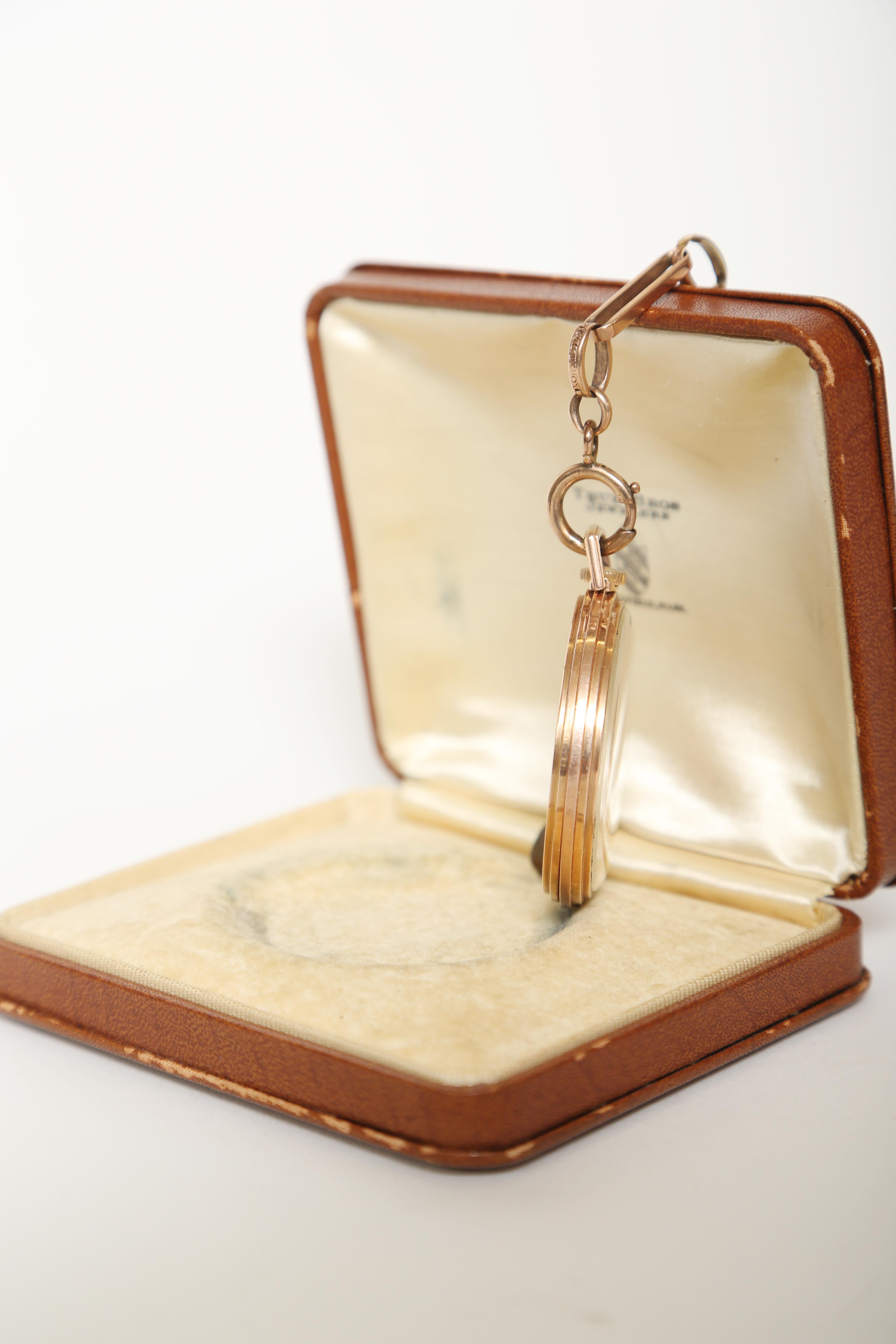 The Hamilton Watch Company 14 Karat Rose Gold Slim Pocket Watch and Chain-1916 8