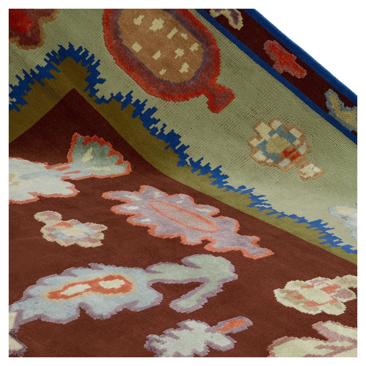 The Hand Knotted Gem Rug (1.2x1.8m), Made in India by Sister, wool & bamboo silk For Sale