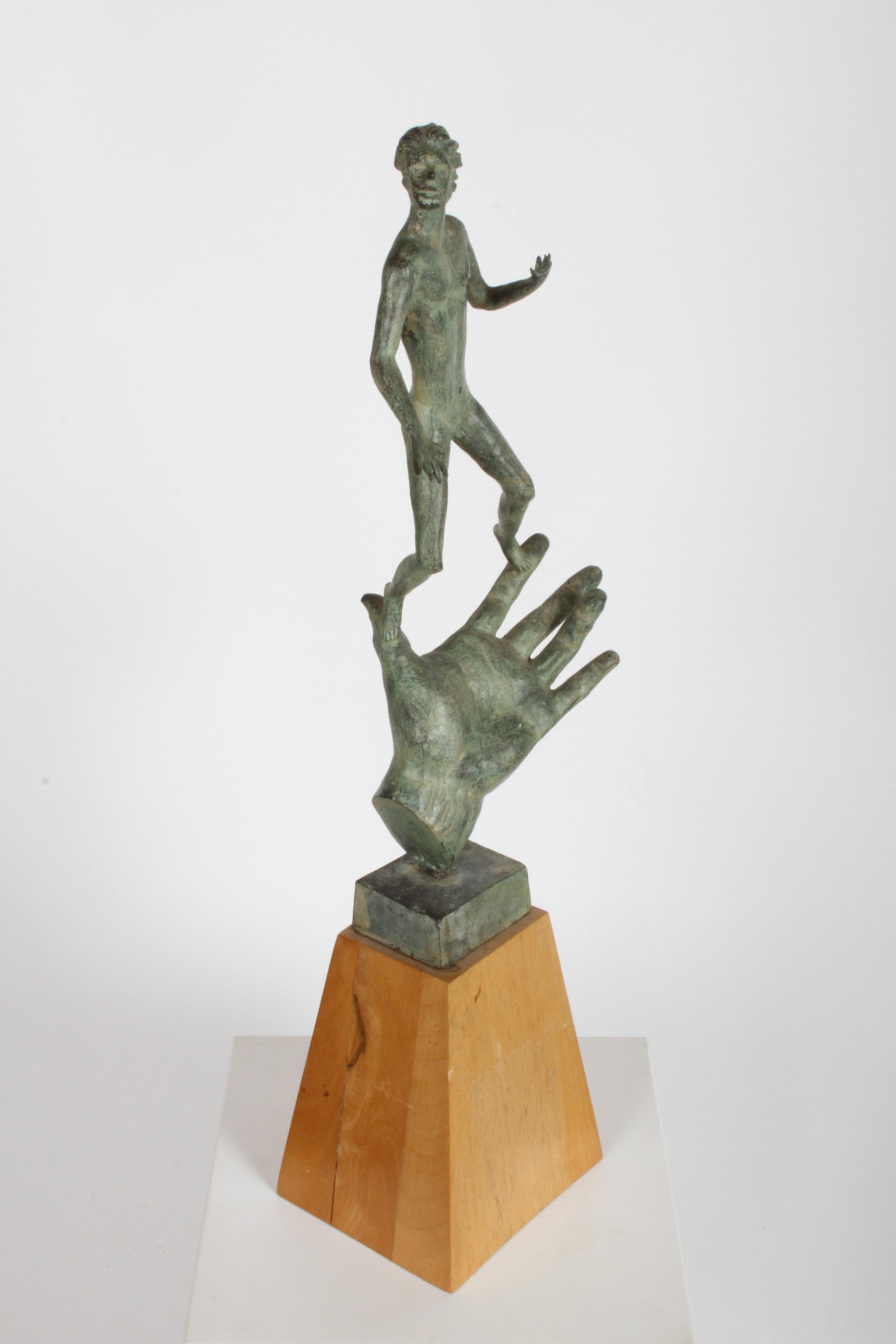 After Carl Milles (1875-1955) sculptor, bronze sculpture of his hand of god. This was one of three major commissions he received in the 1950s and completed before his death in 1955. It was created to honor Swedish Entrepreneur C.E. Johansson, the