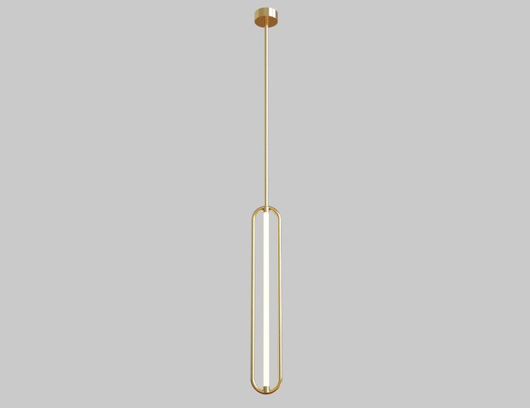 Hanging Loop Lamp with Brass and Milky White Acrylic Tube For Sale at ...