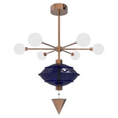 The Hanging Shikhara Pendant Light, 3 Feet Edition with Blown Glass and Brass