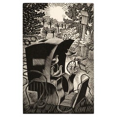 Il taxi Hansom e i piccioni - incisioni di Eric Ravilious / Golden Cokerell Press