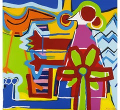 "The Happy Piano" Abstract Contemporary Art, Acrylic on Canvas, Signed 2018