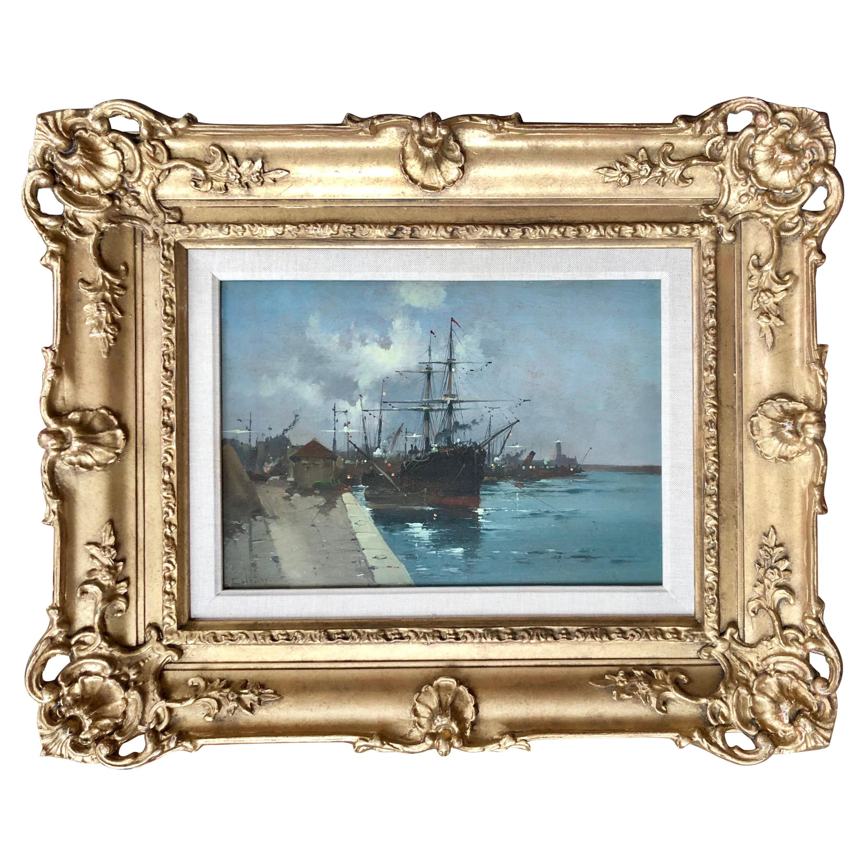 "The Harbor in Moonlight" by Eugene Galien-Laloue