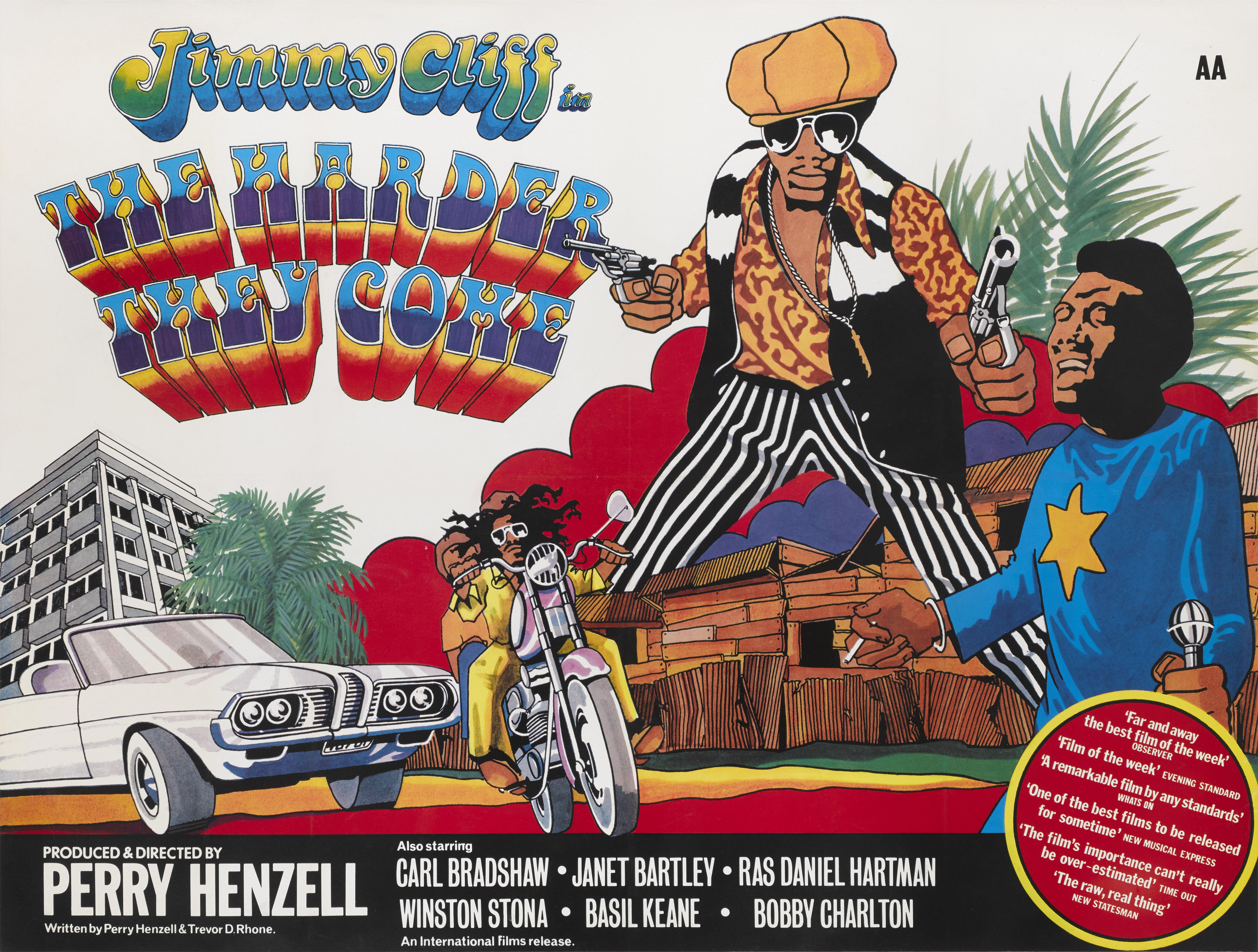 Originales britisches Filmplakat für das Action-Krimi-Drama von 1973.
Der Film mit Jimmy Cliff, Janet Barkley und Carl Bradshaw wurde unter der Regie von Perry Henzell gedreht. Dieses Plakat stammt aus der Erstveröffentlichung des Films im