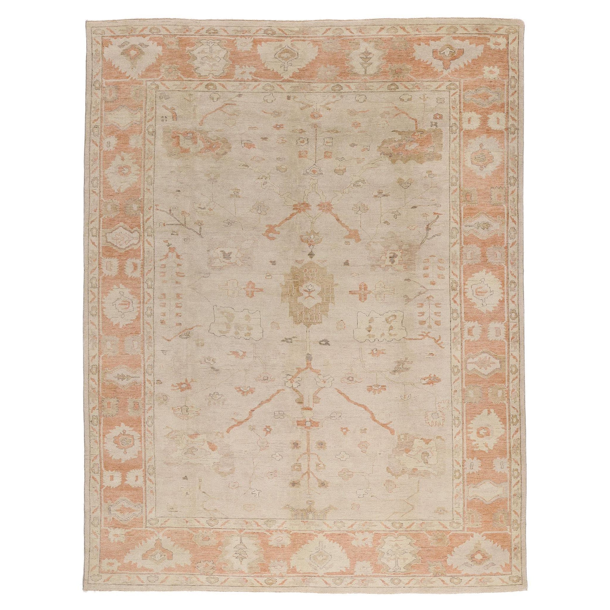 Nueva alfombra Oushak de inspiración vintage en venta