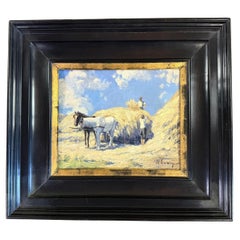 "La récolte" huile sur carton, signée Hans Enzinger (1889-1972) Autriche