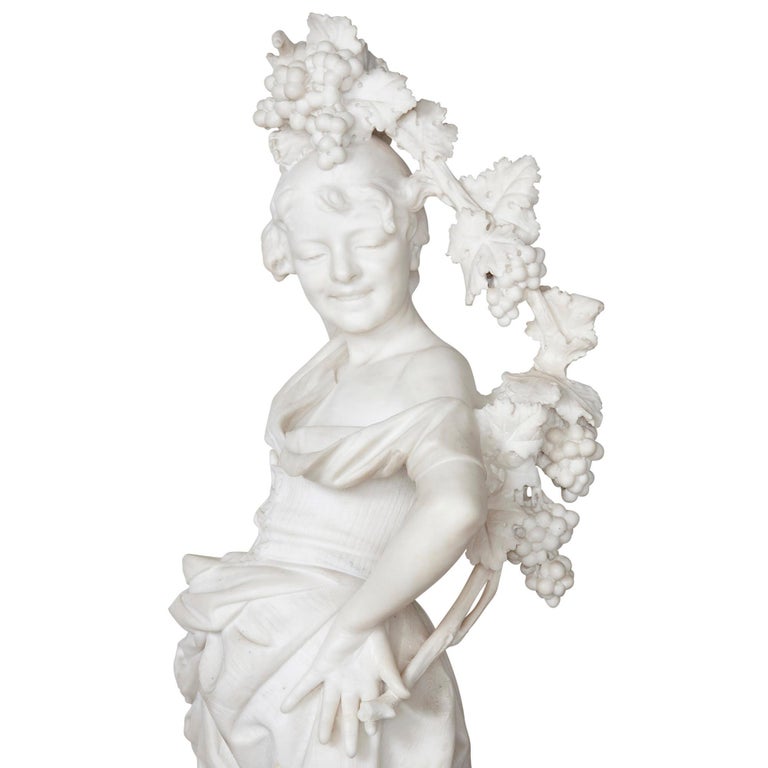 'The Harvester', Antique Italian Marble Sculpture by Ferdinando Vichi In Good Condition For Sale In London, GB