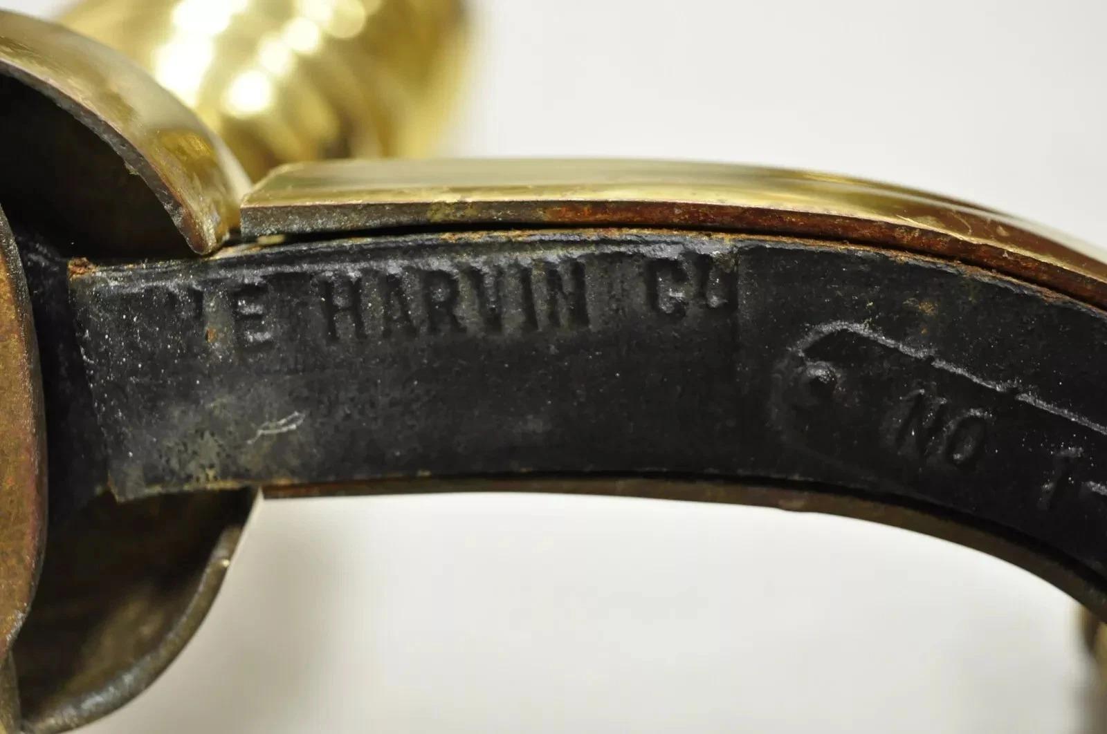 The Harvin Co Brass Federal Branch Leg Ball and Claw Fireplace Andirons - a Pair In Good Condition For Sale In Philadelphia, PA