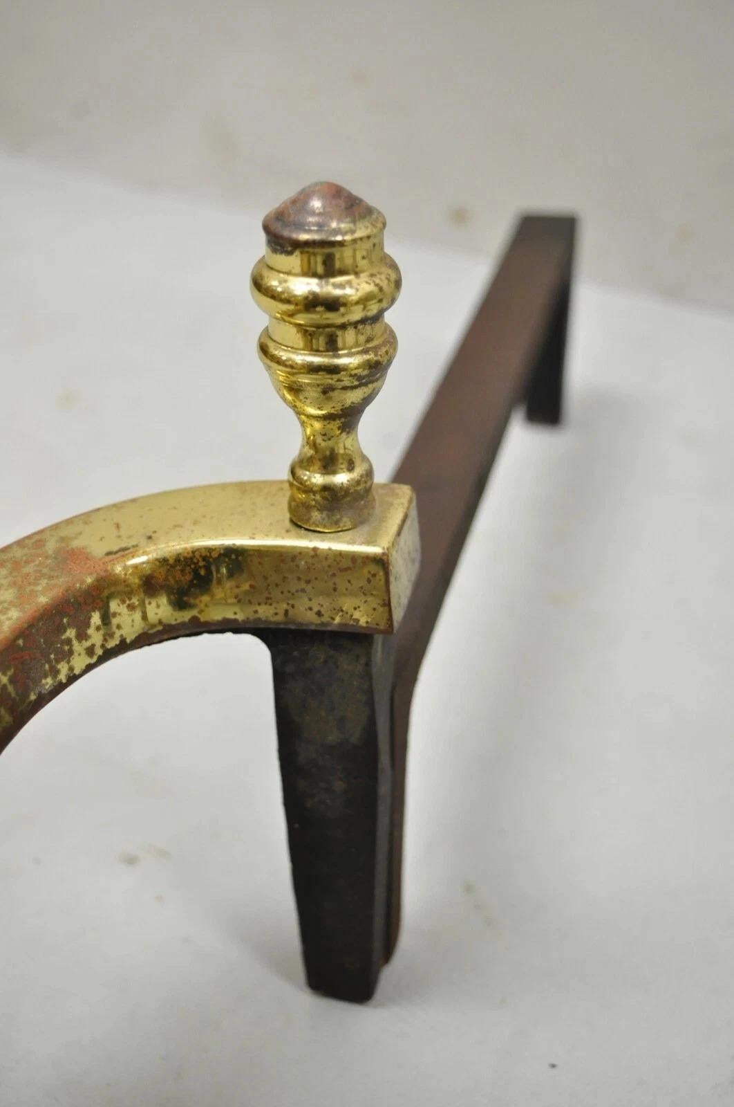 20th Century The Harvin Co Brass Federal Branch Leg Ball and Claw Fireplace Andirons - a Pair For Sale