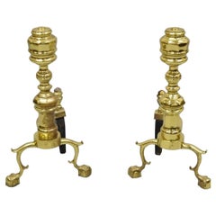 The Harvin Co Brass Federal Branch Leg Ball and Claw Fireplace Andirons - a Pair