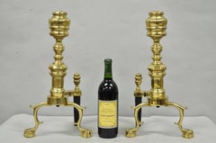 The Harvin Co Vintage Brass Federal Style Branch Foot Fireplace Andirons - Pair
