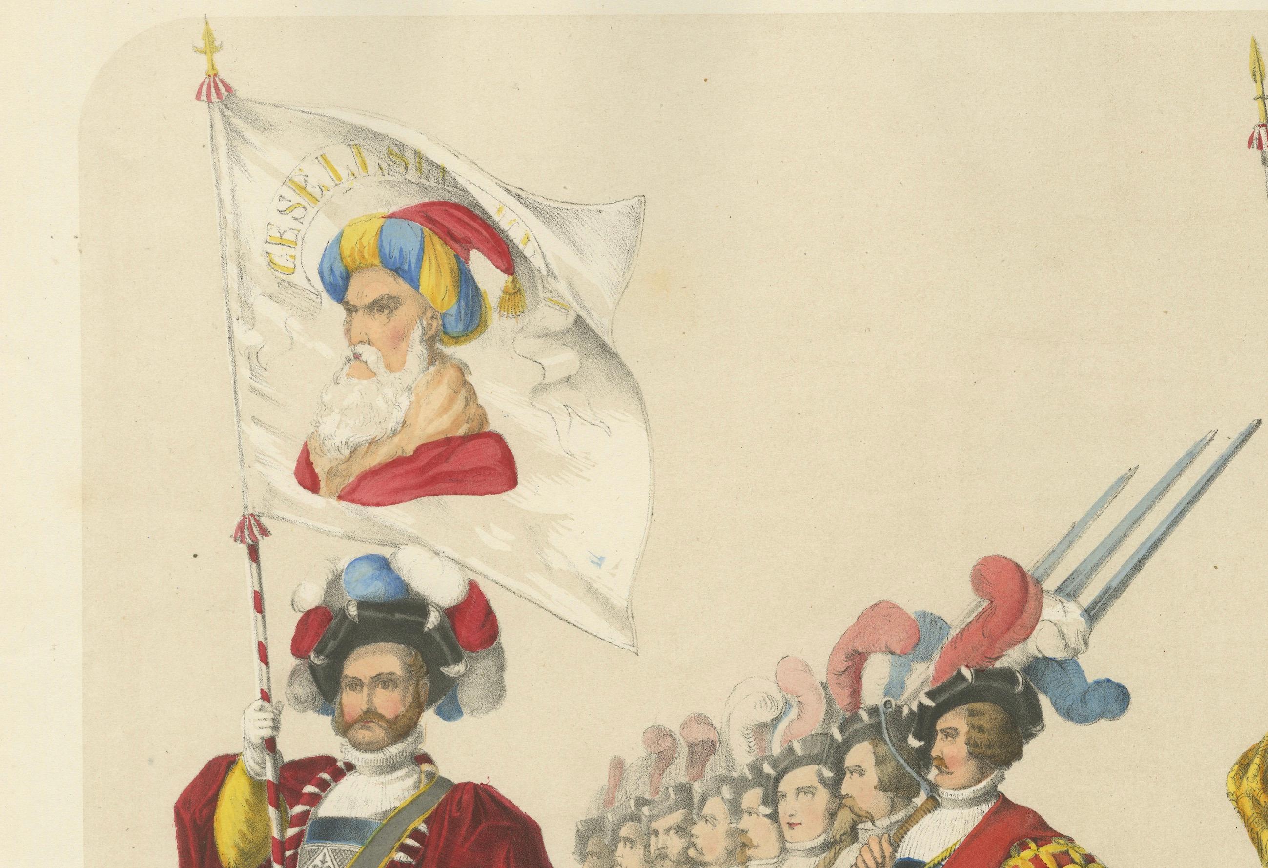 Papier The Hat Makers and Carpenters Guilds - Un hommage à l'artisanat bernois en 1855 en vente