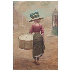 "The Hat" Oil Painting, circa 1900