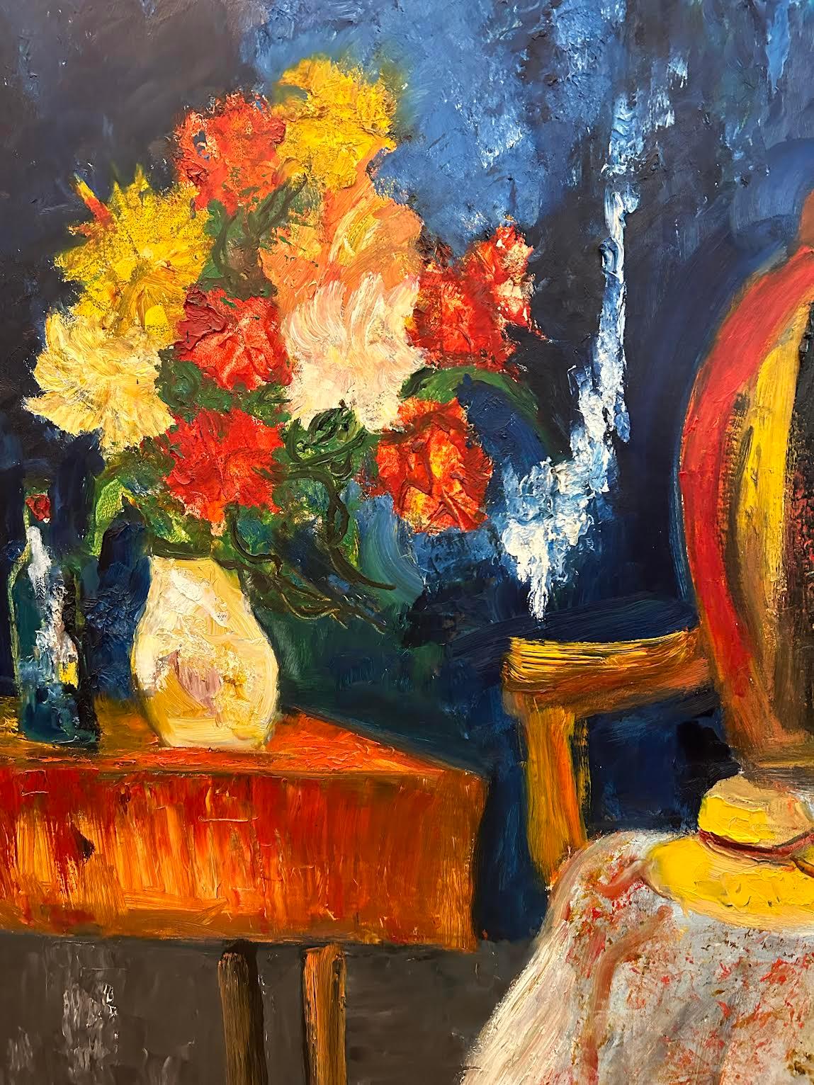Peint à la main Le chapeau sur la chaise, huile sur toile, Paul Permeke 1918-1990 en vente