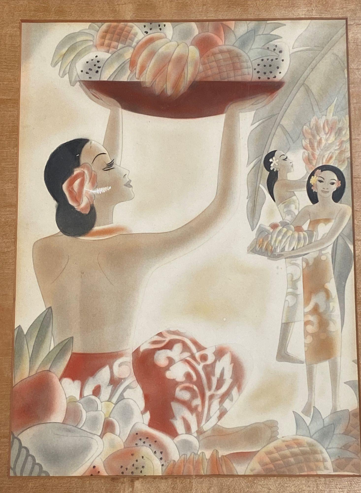 Mid-20th Century Hawaiian Abundance, Menu Cover, C. 1930s by Frank Macintosh