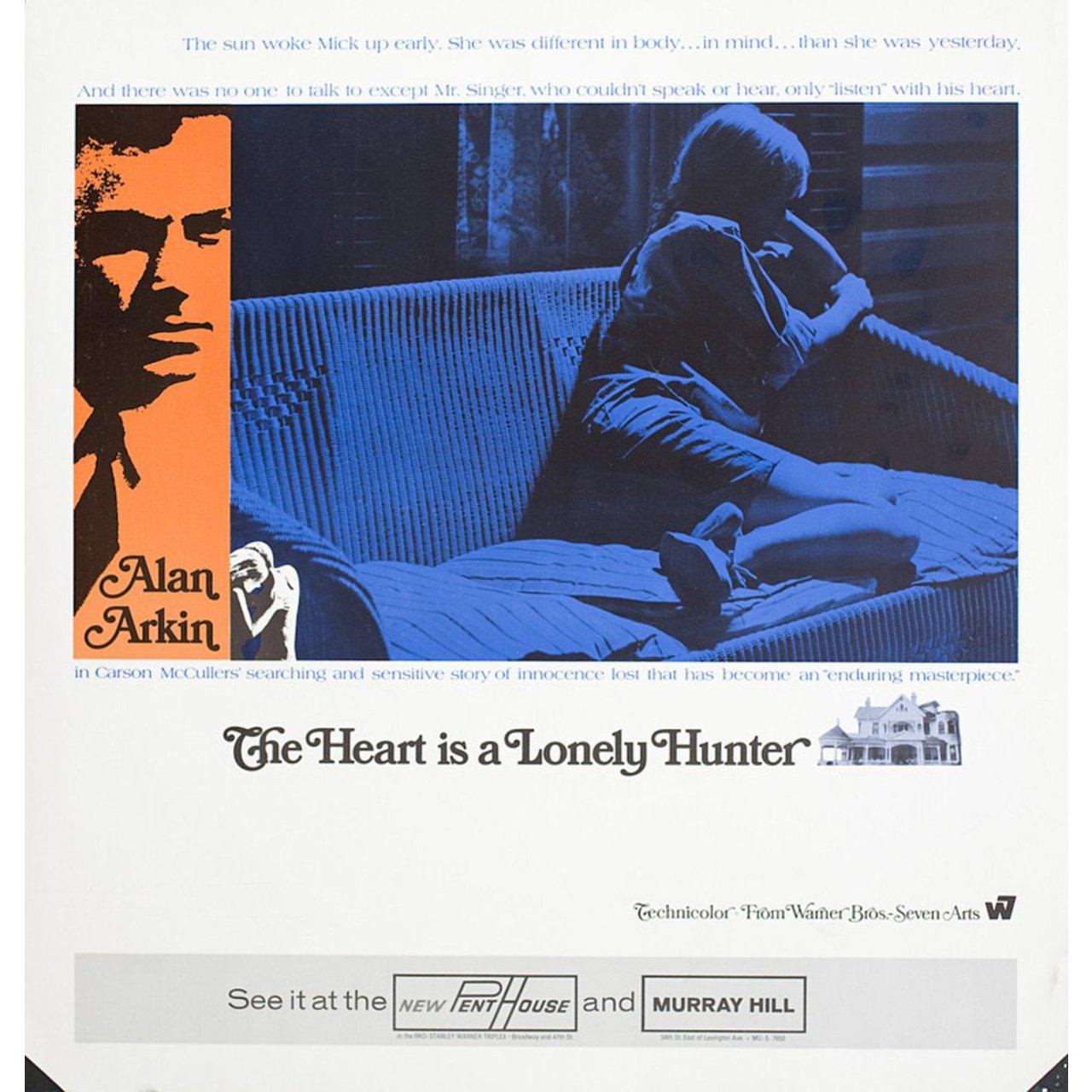 Original 1968 U.S. subway card poster for the film The Heart Is a Lonely Hunter directed by Robert Ellis Miller with Alan Arkin / Sondra Locke / Laurinda Barrett / Stacy Keach. Fine condition. Please note: the size is stated in inches and the actual