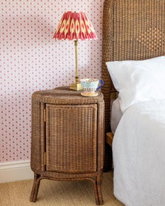 Handcrafted Heart Rattan Side Table in Teak Finish, Victorian Style
