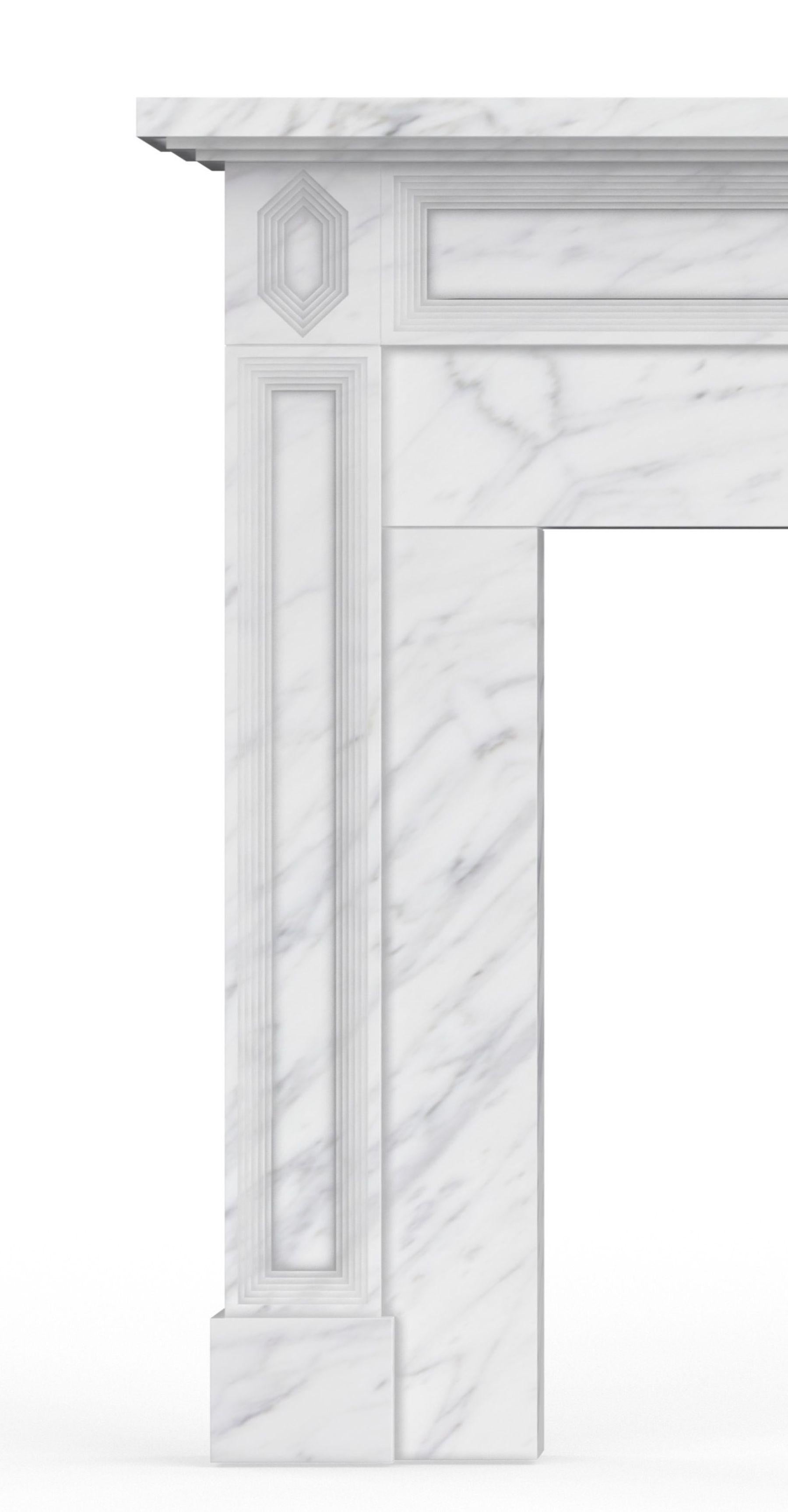 American Classical The Hemsworth: A Classically-Inspired Stone Fireplace with a Hexagon Motif For Sale