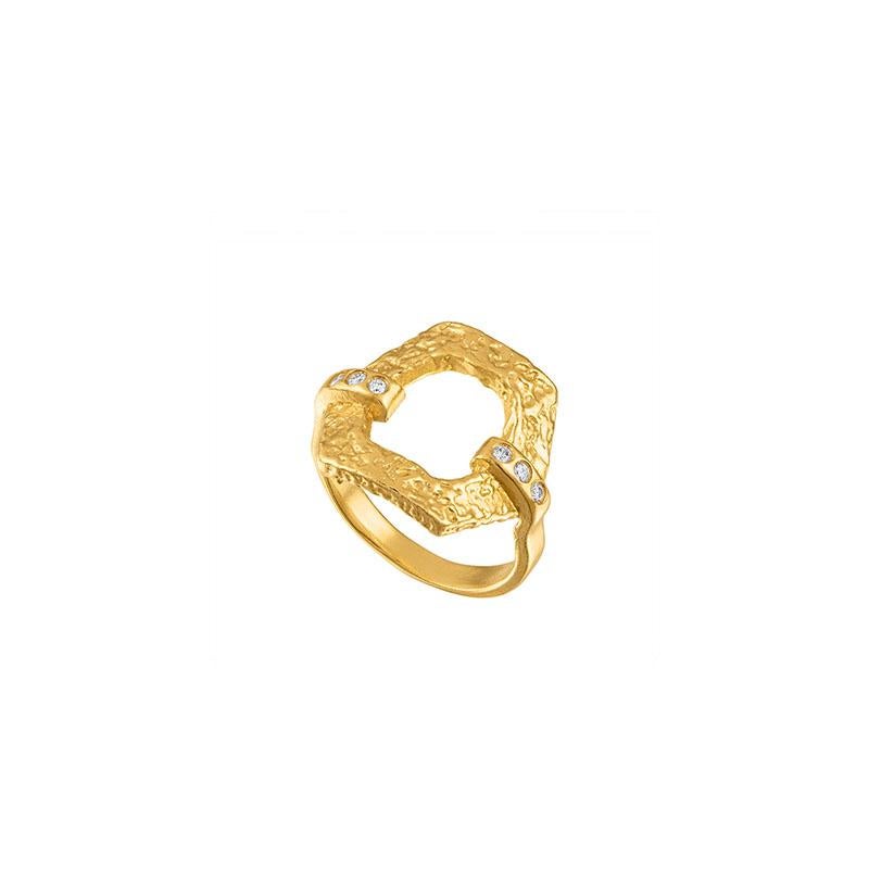 Artisan The Hexagon Diamond Cocktail Ring in 22k Gold For Sale