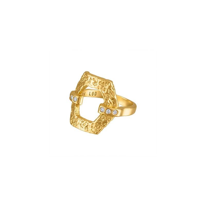 Round Cut The Hexagon Diamond Cocktail Ring in 22k Gold For Sale