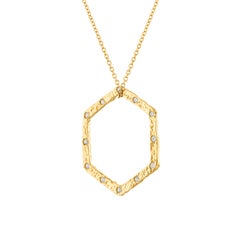 The Hexagon Diamond Necklace in 22k Gold