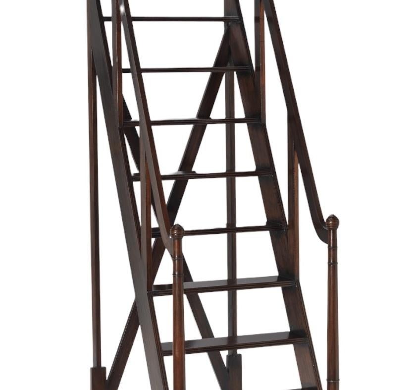 A Georgian Design mahogany country house 10 step library ladder.
