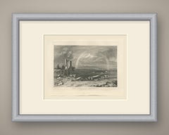 The Himalaya Range with a Rainbow and Caravan, Antique Steel Engraving, 1859