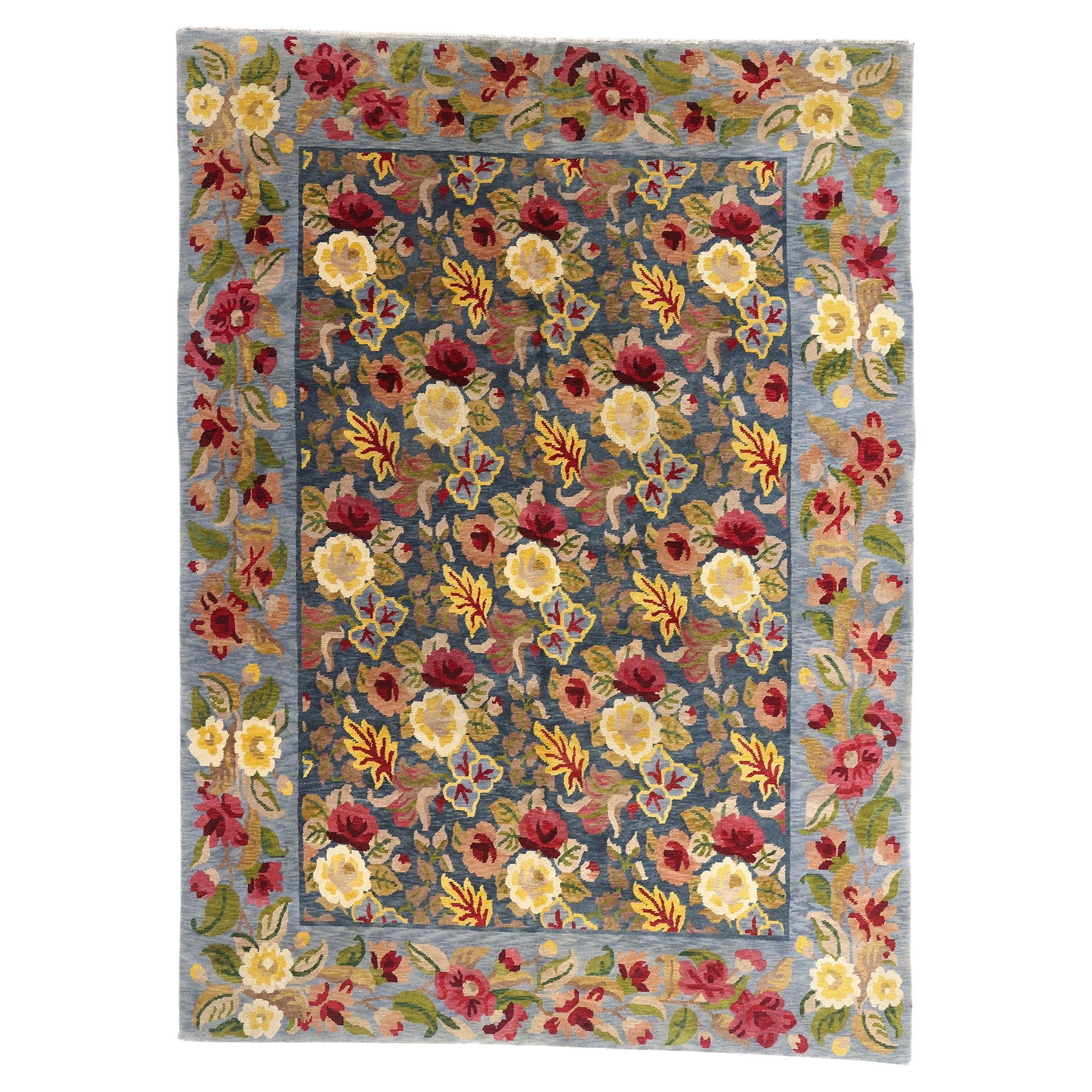 The Himalayan Garden Court: A Vintage Tibetan Masterpiece of Botanical Elegance For Sale