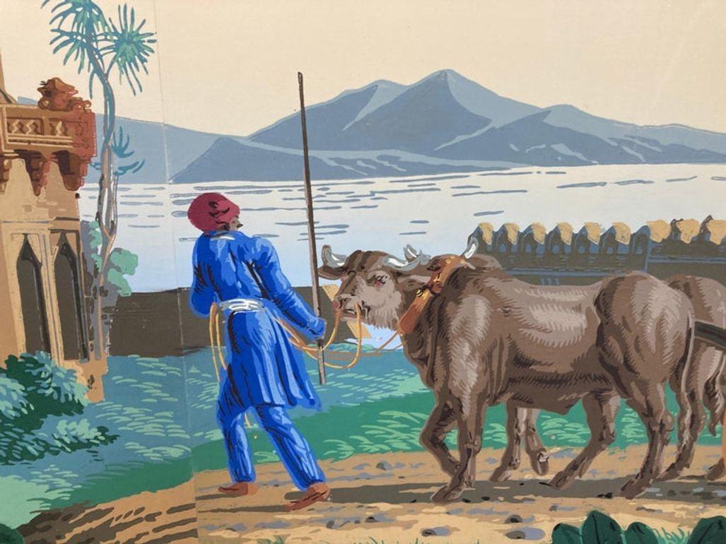 The Hindustan Panoramic Wallpaper Panels by Zuber & Cie. Rixhem, France In Good Condition In North Hollywood, CA