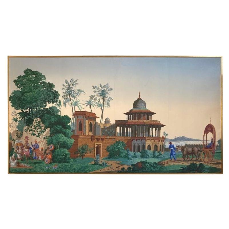 The Hindustan Panoramic Wallpaper Panels by Zuber & Cie. Rixhem, France For Sale