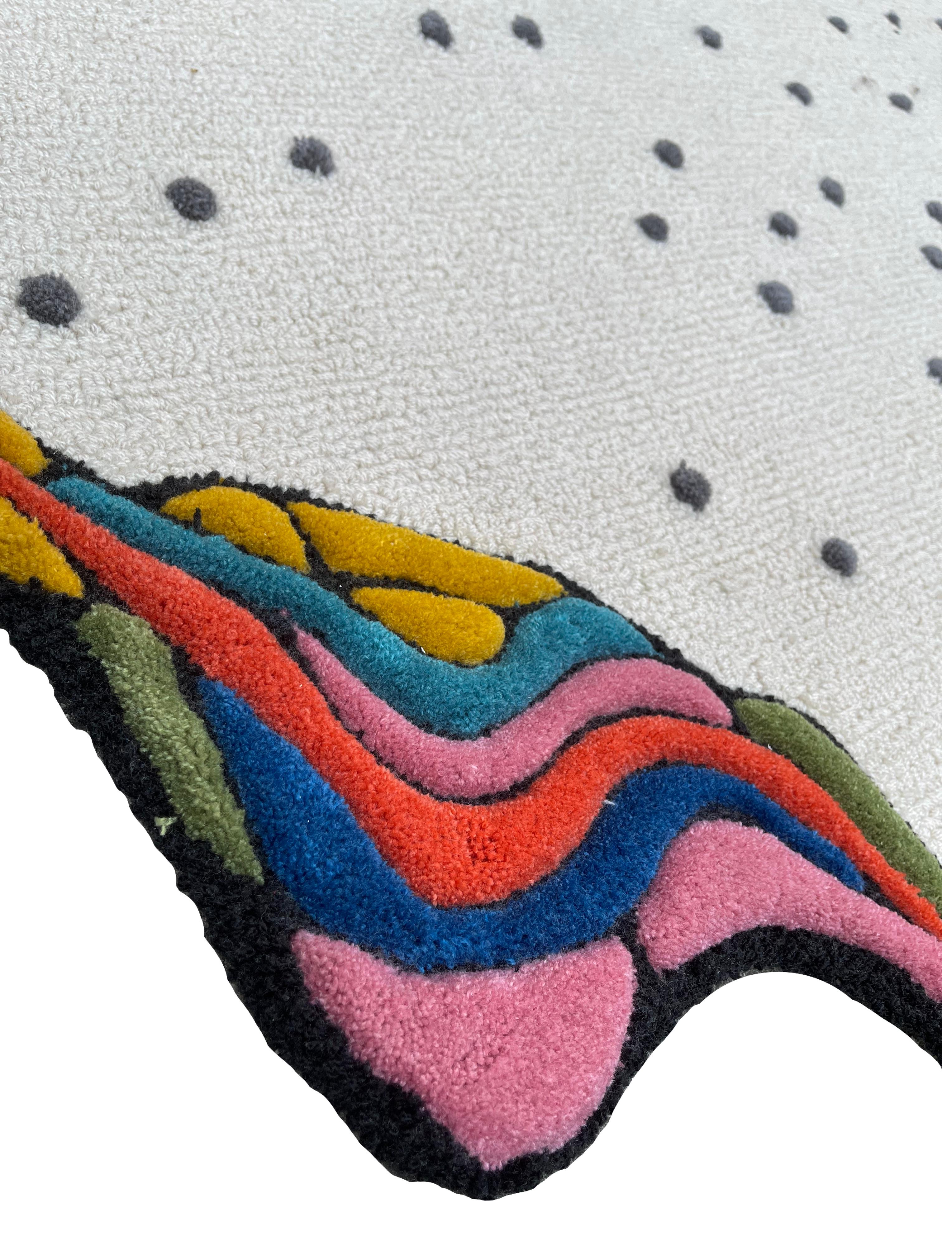 Moderne Tapis contemporain en laine touffetée à la main de forme irrégulière Histogram par RAG Home en vente