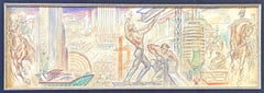 "The History of Los Angeles", Important Art Deco Mural Study w/ Major Landmarks