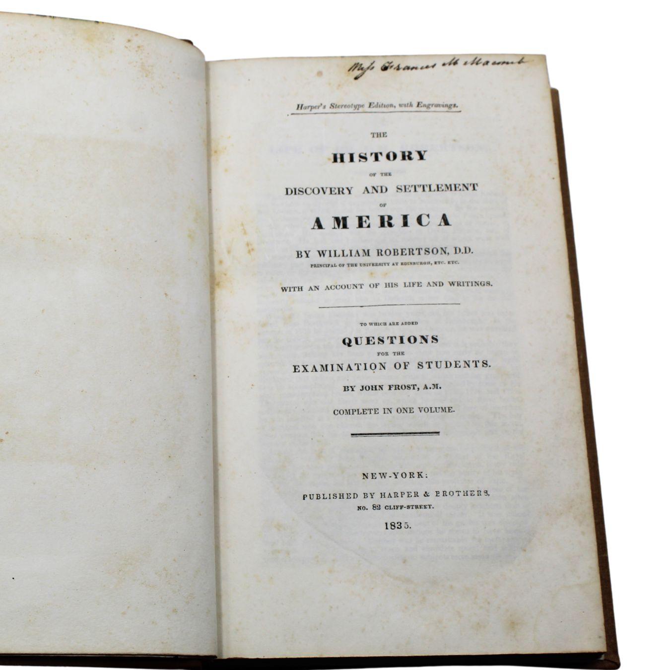 Storia della scoperta e della colonizzazione dell'America di W. Robertson, 1835 in vendita 12
