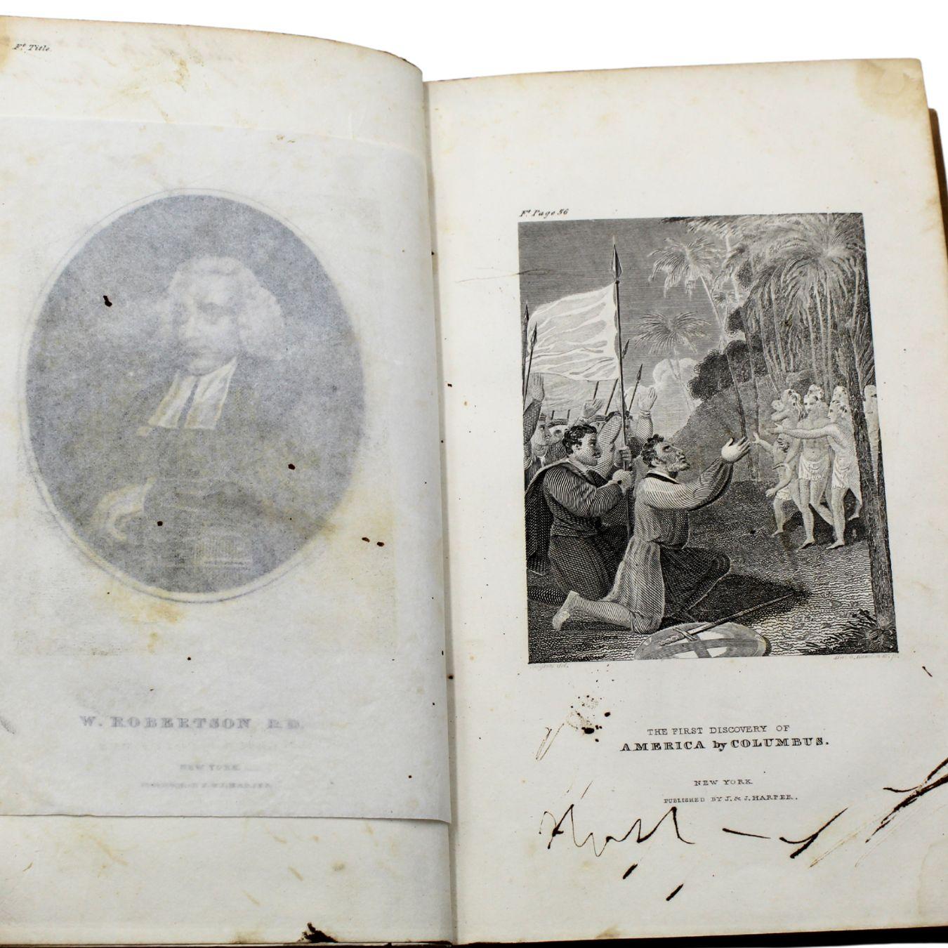 Pelle Storia della scoperta e della colonizzazione dell'America di W. Robertson, 1835 in vendita