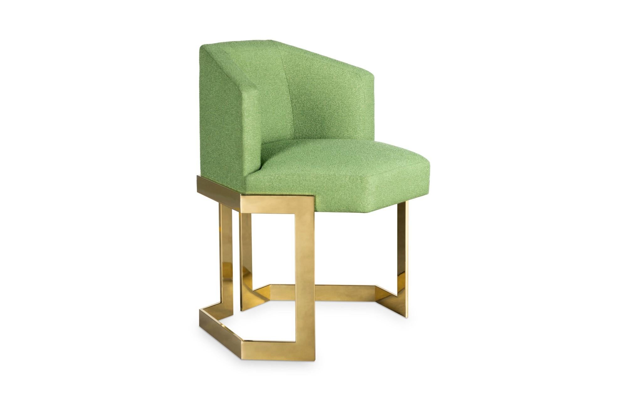 The Hive dining chair, Royal Stranger
Dimensions: 65.5 x 55 x 79 cm
Materials: Navy Classic leather. Legs polished brass.


A chair with an extremely luxurious vision. The Hive chair, as the name implies, is strong and robust in nature, its