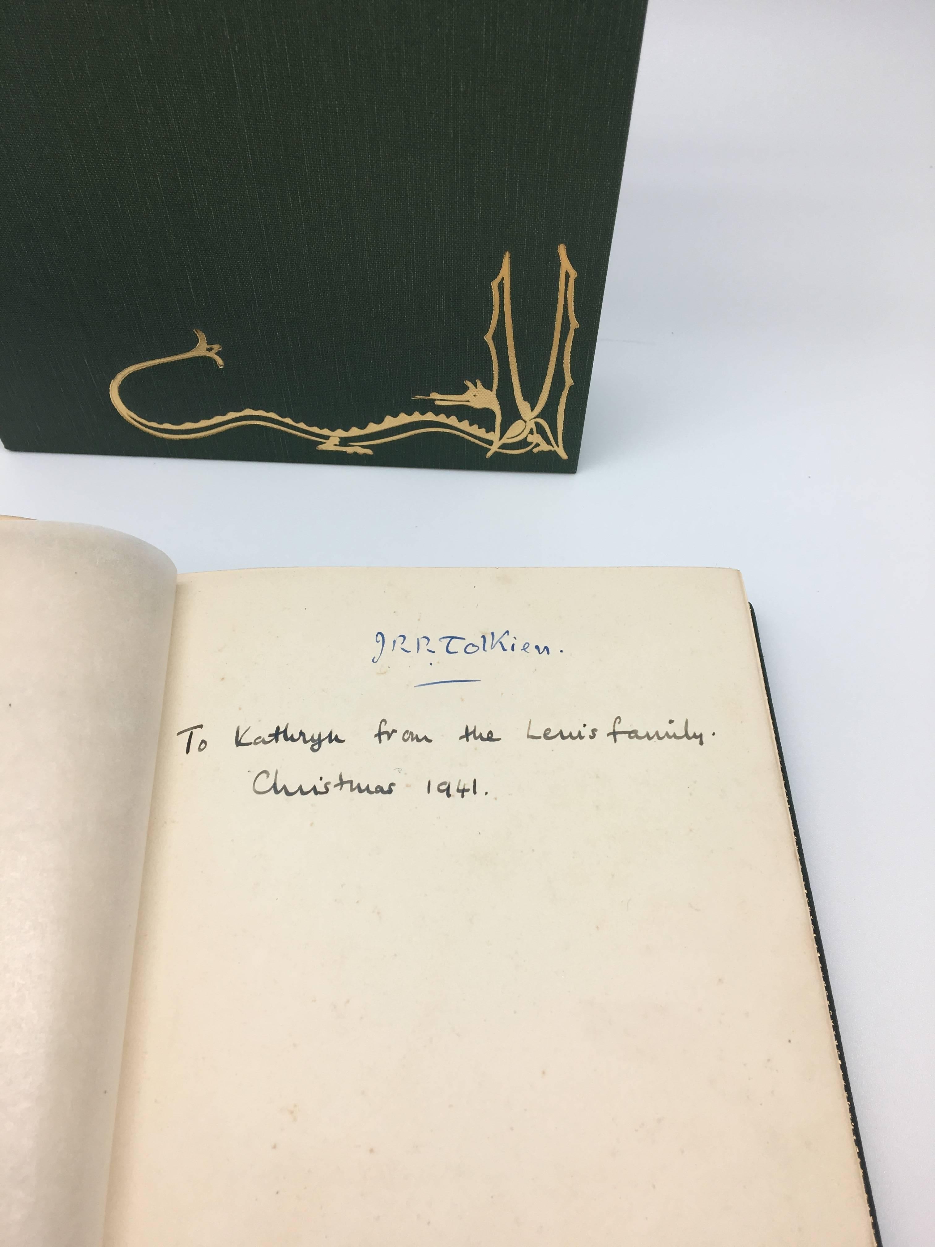 First edition, first printing, of J. R .R. Tolkien's fantasy classic—”among the very highest achievements of children’s authors during the 20th century” (Carpenter & Pritchard, 530)—one of only 1500 copies printed. A beautiful, finely bound leather