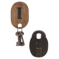 Antique The Hobbs & Co. Victorian heavy iron padlock with its original key 